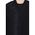 Front-open abaya with embroidery work- Black Front-open abaya with embroidery work- Black